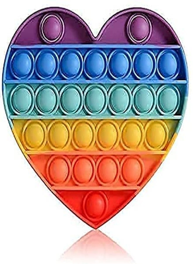 VEDZMe لعبة VEDZMe-Heart Pop It Fidget Toys، لعبة حسية لتخفيف التوتر على شكل فقاعات، لعبة سيليكون لتخفيف التوتر للأطفال ذوي الاحتياجات الخاصة المصابين بالتوحد (تصميم - Heart Popit) - Image 1